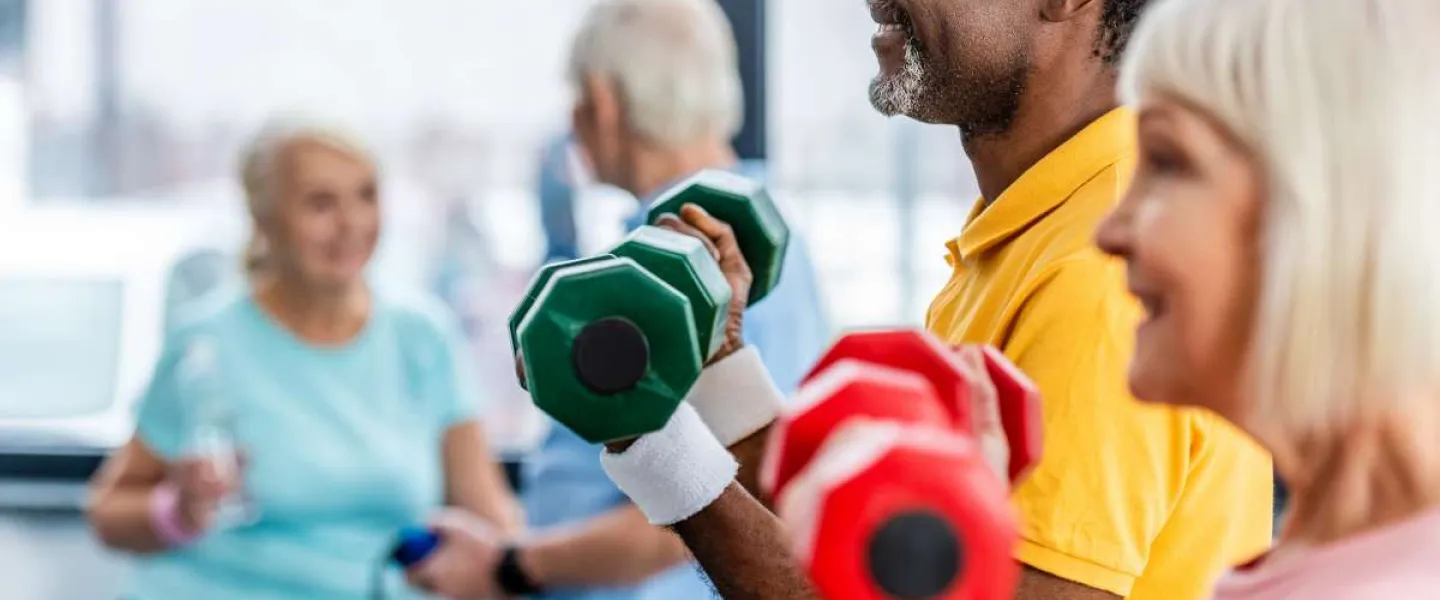 seniors exercise with weights