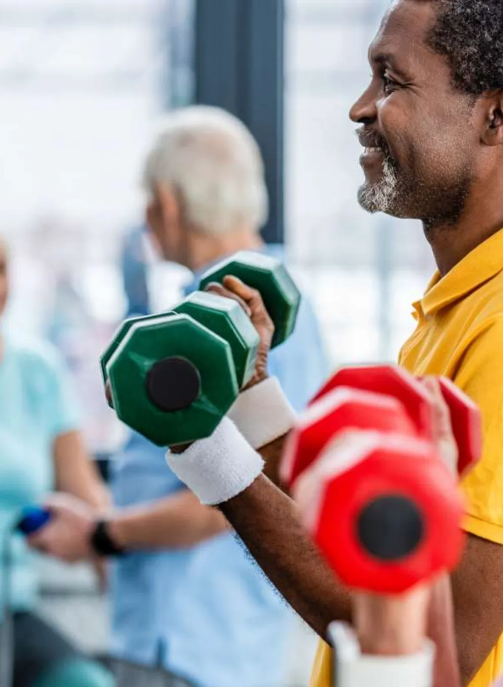 seniors exercise with weights