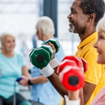 seniors exercise with weights