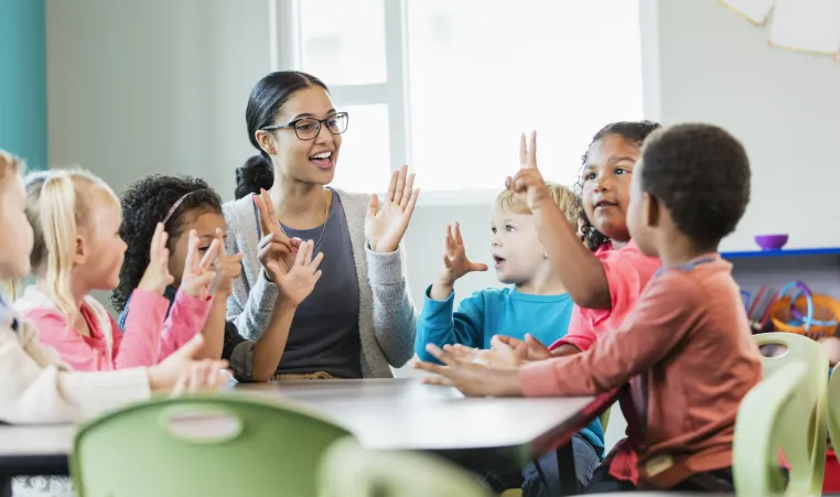 preschool class with teacher