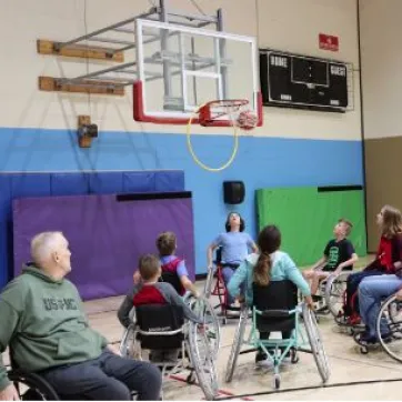 veterans try wheelchair basketball