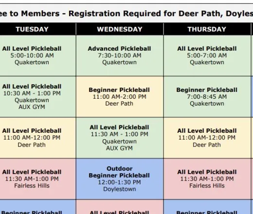 pickleball schedule